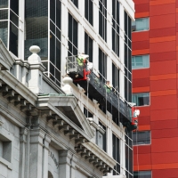 scaffold, scaffolding, st. james, pa, philly, swings, stage, stages, swing stage, suspended scaffold, overhead protection, 334