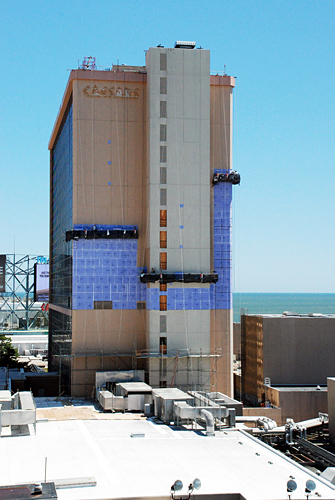 Caesars Palace, Atlantic City, NJ, Superior Scaffold, 215 743-2200, casino, suspended scaffold, swing, swing staging, rents