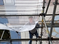 Independence Hall, piece of scrim, scaffold, scaffolding, Superior, 215 743-2200