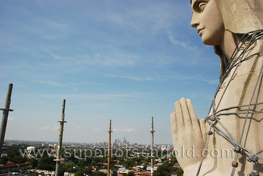 Mother Mary looking over the city of Philadelphia