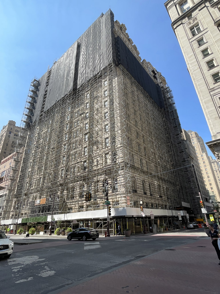 superior scaffold, the bellevue hotel, scaffolding, armor masonry, restoration, pa, philly, philadelphia
